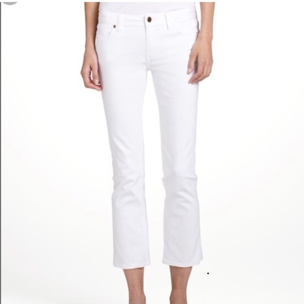 ▪️Tory Burch Cropped Slim Boot White Jeans